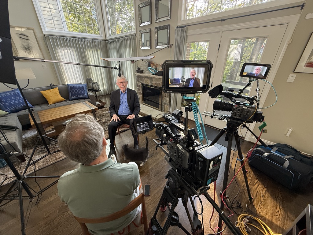 Photo of Francis Collins being interviewed