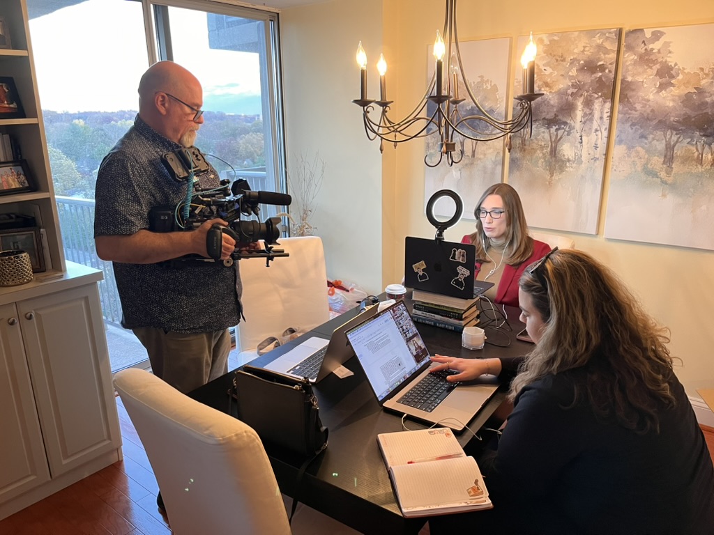 Sarah McBride being interviewed